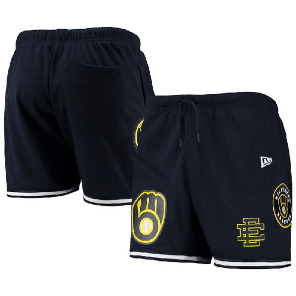 Men's Milwaukee Brewers Navy Mesh Shorts 001